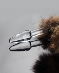 Анальная пробка из стекла с хвостом Cristal Plug Luxe