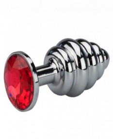 Анальная пробка Silver Small Plug рифленая красная