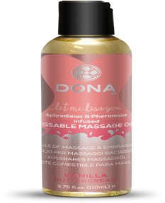 Вкусовое массажное масло с феромонами и ароматом "Ванильный крем" DONA Kissable Massage Oil Vanilla