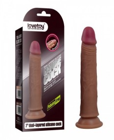Фаллос на присоске 7" Dual-Layered Silicone Cock мулат