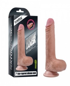 Фаллос на присоске с мошонкой 7" Dual-Layered Silicone Cock телесный, LV4001F