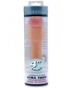 Насадка-удлиннитель Xtra Thick Transformer Penis Extension 4" с вибратором, телесная