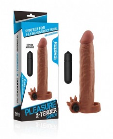 Удлиняющая насадка с вибрацией Super-Realistic Penis Extension Sleeve мулат