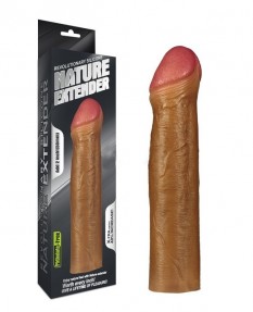 Насадка на пенис Revolutionary Silicone Nature Extender мулат плюс 5 см, LV4213B