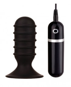 Вибратор анальный ребристый черный MENZSTUFF RIBBED TORPEDO VIBR. 4INCH BLK 8,5 см.