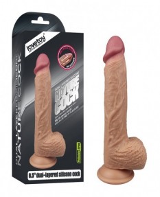 Фаллос на присоске с мошонкой 8.5'' Dual-layered Silicone Dildo, LV4003F