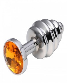 Анальная пробка рельефная Silver Relief Orange S