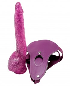 Гламурный страпон TLC® Bree Olson Glitter Glam Strap-On Harness & Dong, 13 см
