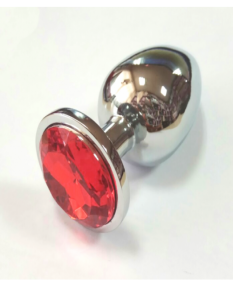 Анальная пробка из алюминия с кристаллом Ruby L