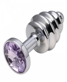 Анальная пробка Silver SMALL Plug рифленая сиреневая