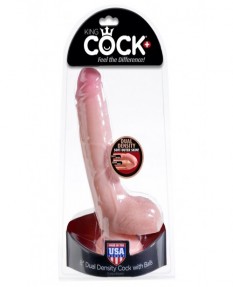 Фаллоимитатор с присоской King Cock Dual Density 8" Cock with Balls Flesh