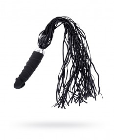 Вибратор TOYFA Black&Red с плеткой, 6 режимов вибрации, силиконовый, черный