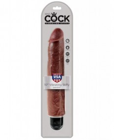 Коричневый вибратор-реалистик 10 Vibrating Stiffy