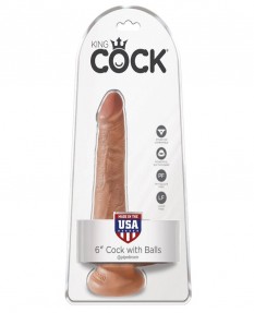 Фаллоимитатор-мулат с мошонкой и присоской 6 Cock with Balls - 17,8 см