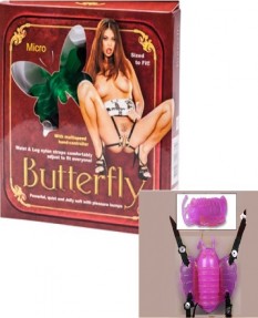 Клиторальная бабочка на ремешках MINI BUTTERFLY VIB - LA VEN DER с вибрацией фиолетовая