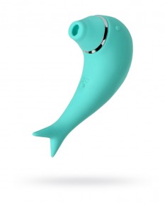 Вакуум-волновой стимулятор клитора и вибратор Dolphin, силикон, бирюзовый, 17,5 см