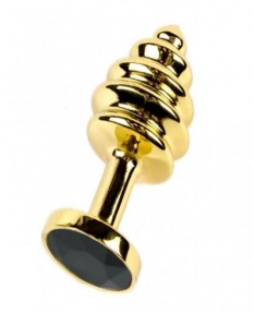 Анальная пробка Gold Small Plug рифленая черная S