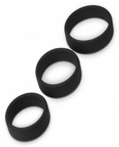Набор из 3 плоских эрекционных колец Power Plus Soft Silicone Pro Ring черного цвета