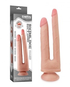 Двойной фаллоимитатор с присоской Skinlike Double Penetration Soft Cock