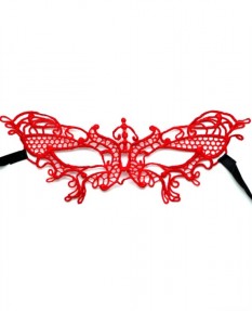 Маска «Бабочка», кружево, красная