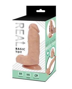 Реалистичный фаллоимитатор REAL с мошонкой на присоске, silicone