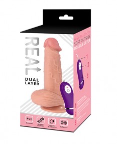 Реалистичный фаллоимитатор REAL Dual Layer с вибрацией пультом управления