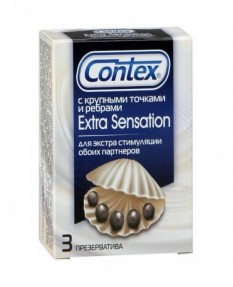 Презервативы Contex №3 Extra Sensation с крупными точками и ребрами