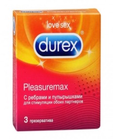 Презервативы Durex №3 Pleasuremax с ребрами и пупырышками для стимуляции обоих партнеров