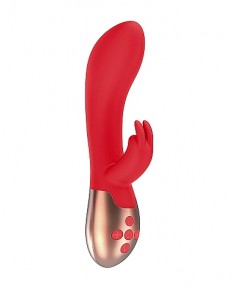 Перезаряжаемый вибратор с функцией нагрева и стимулятором клитора Heating Rabbit Vibrator Opulent Red