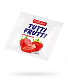 Съедобная гель-смазка TUTTI-FRUTTI для орального секса со вкусом земляники , 4гр, 30008