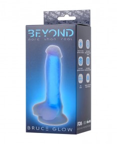 Фаллоимитатор, светящийся в темноте, BEYOND BY TOYFA, BRUCE GLOW, Силикон, СИНИЙ, 22 СМ, 872002
