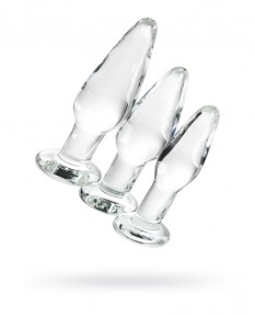 Набор анальных втулок SEXUS GLASS, СТЕКЛО, ПРОЗРАЧНЫЙ, 14/12,5/12 СМ, Ø 4/3,5/3 СМ, 912306