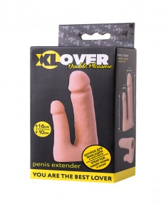 Насадка TOYFA XLOVER DOUBLE PLEASURE для двойного проникновения, TPR, ТЕЛЕСНЫЙ, 19 СМ