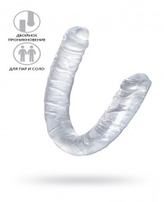 Фалломитатор двусторонний TOYFA DOUBLE DILDO, TPR, ПРОЗРАЧНЫЙ, 40 СМ, 882022
