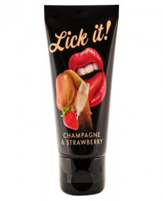 LICK IT Клубничное шампанское 50 мл Съедобная смазка + массаж 3 в 1