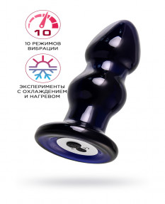 Стеклянная вибровтулка SEXUS GLASS, стекло, синяя, 11 см