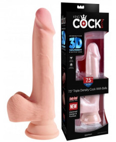 Фаллоимитатор с мошонкой на присоске King Cock Plus 22 см, PD5718-21