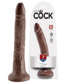 Реалистичный фаллоимитатор мулат на присоске King Cock Brown 18 см, PD5502-29