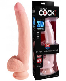 Изогнутый фаллоимитатор на присоске King Cock Triple Density Cock with Balls Light 26 см, PD5721-21