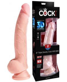 Фаллоимитатор с мошонкой на присоске King Cock Triple Density Cock with Balls Light 25 см, PD5719-21
