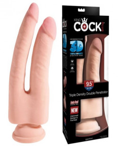 Двойной фаллос с присоской King Cock Triple Density Double Penetration 24 см, PD5724-21
