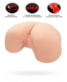 Мастурбатор реалистичный с вибрацией и ротацией ADEL 002 REAL HIPS, TPR, телесный, 24 см, M01-003-10DHV