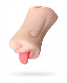 Мастурбатор реалистичный TOYFA JUICY PUSSY FRUITY TONGUE, рот и вагина, TPE, телесный, 19 см, 893019