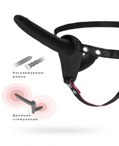 Страпон на креплении BLACK&RED BY TOYFA, силикон, черный, 24 см, 901410-5