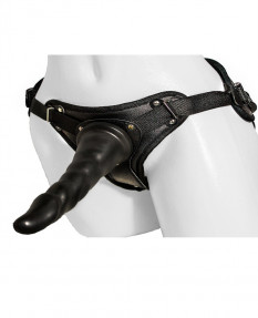 Страпон LoveToy с поясом Harness, с 2 насадками, neoskin, черный, 17,5 см, 830303