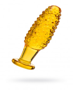 Анальная втулка SEXUS GLASS, стекло, желтая, 13 см, Ø 4 см