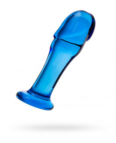Анальный фаллоимитатор SEXUS GLASS, стекло, синий, 13 см