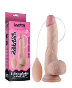 Фаллос с мошонкой Soft Ejaculation Cock с имитацией семяизвержения 20 см, LV316002