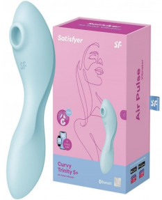 Вакуумный смарт-стимулятор для клитора и точки G Satisfyer Curvy Trinity 5+ голубой, 4036564