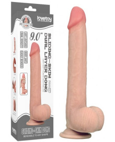Гнущийся фаллоимитатор с эффектом двойной кожи Lovetoy Sliding-Skin Dual Layer Dong 23 см, LV317003